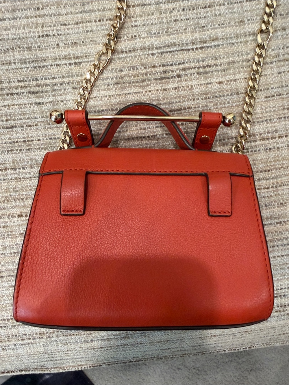 Strathberry Mini Crossbody in Burnt Orange with Gold Chain - Picture 8 of 16